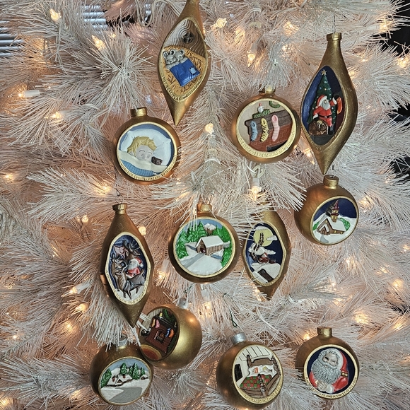 Ornaments~ Vintage one-of-a-kind Christmas set of 12 hand painted - Picture 16 of 16
